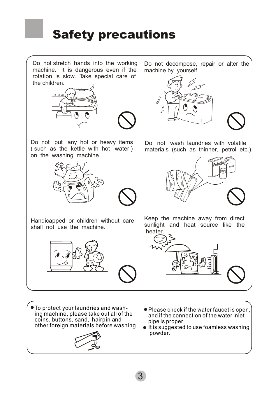 Safety precautions | haier HWM80-27S User Manual | Page 5 / 20