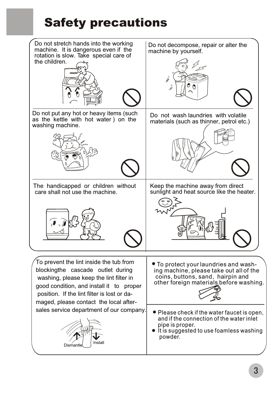 Safety precautions | haier XQB60-68 User Manual | Page 5 / 19