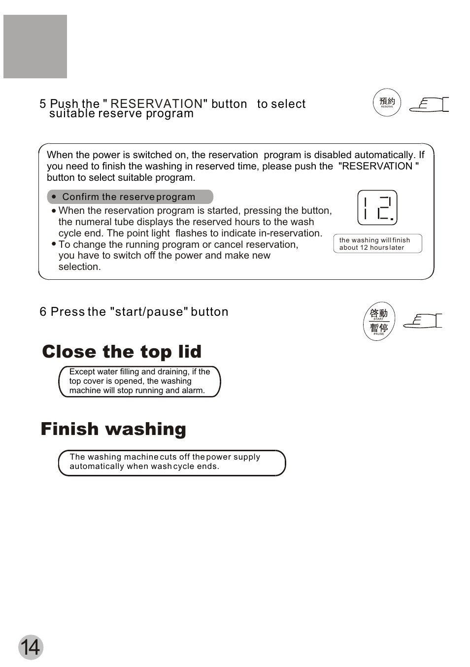 Close the top lid finish washing | haier HWM50-18 B User Manual | Page 16 / 20