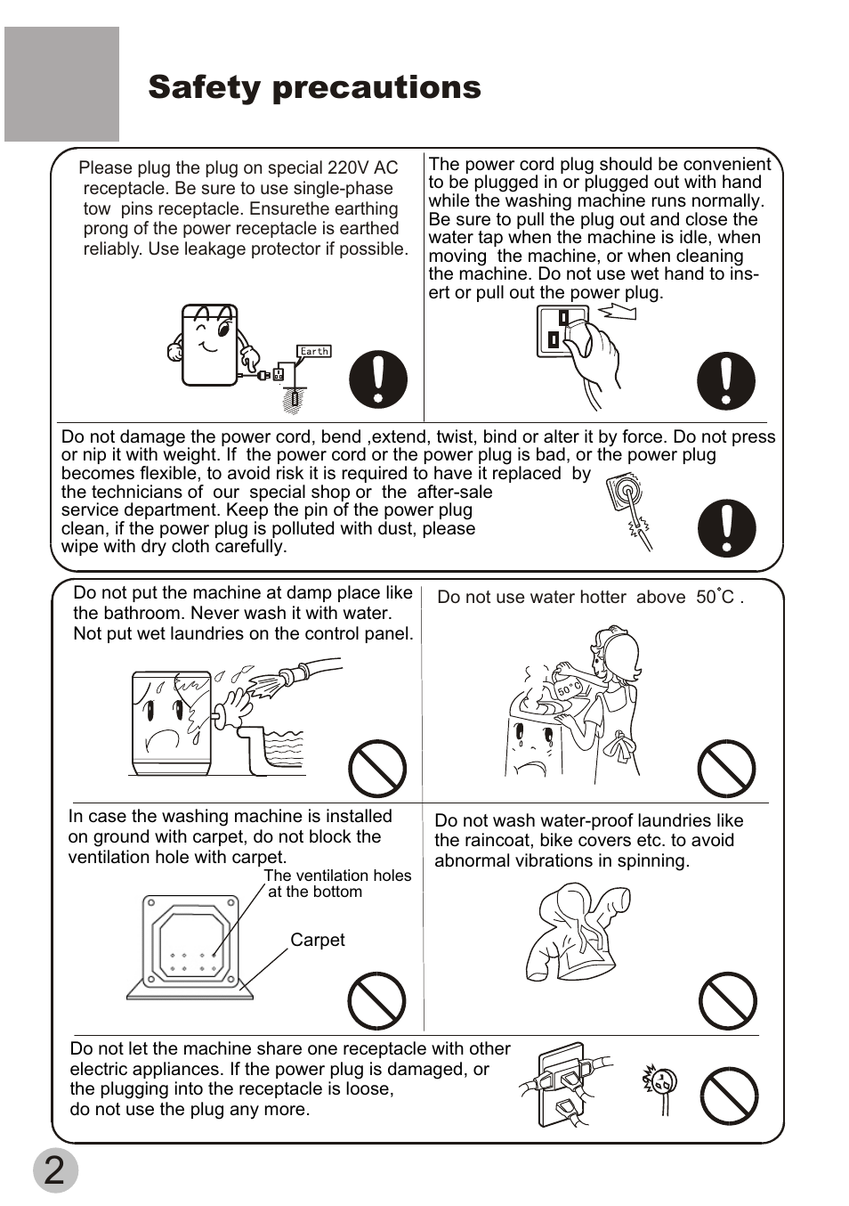 Safety precautions | haier HWM50-18 B User Manual | Page 4 / 20