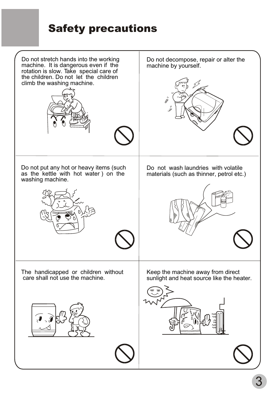 Safety precautions | haier HWM50-18 B User Manual | Page 5 / 20