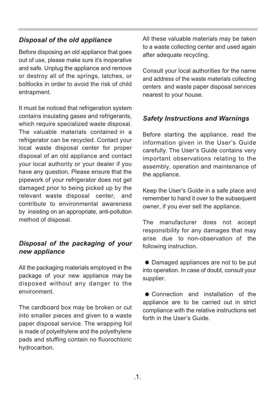 Cautions | haier HR-62 User Manual | Page 2 / 11