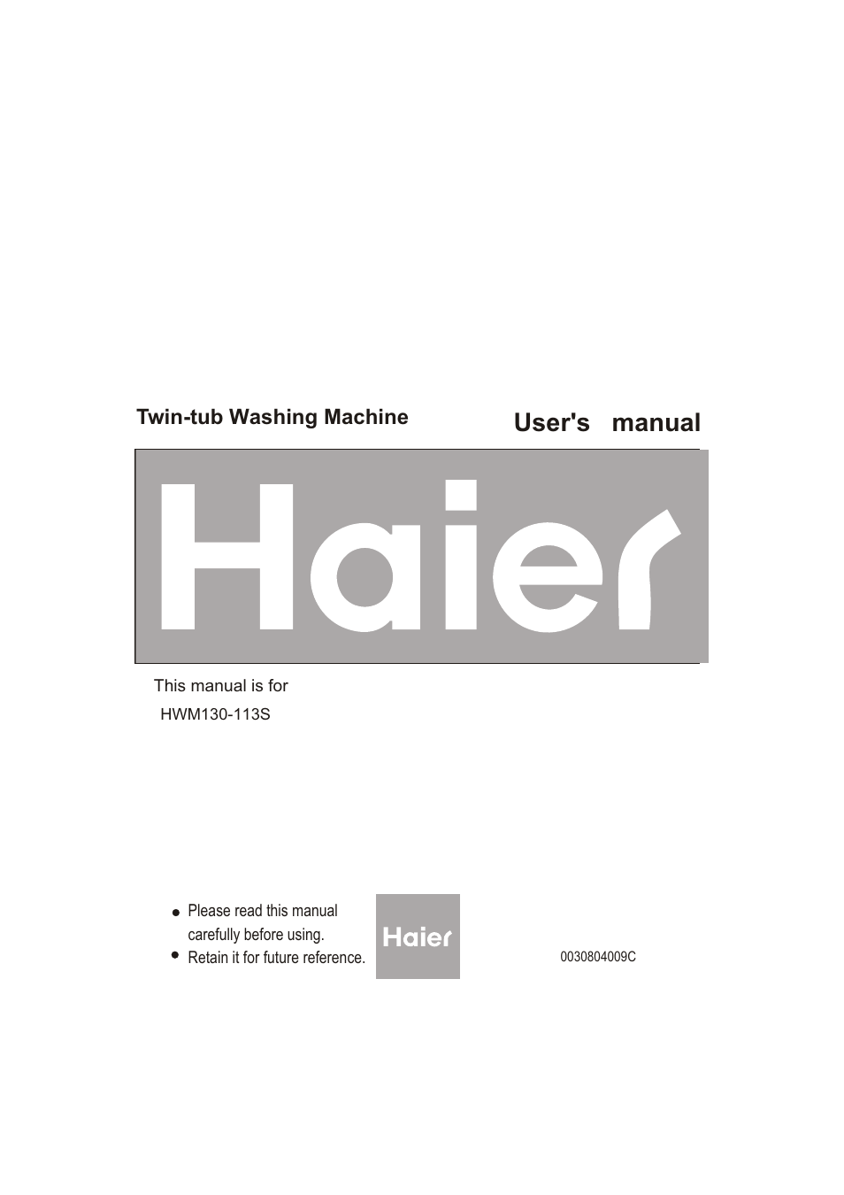 haier HWM130-113S User Manual | 18 pages