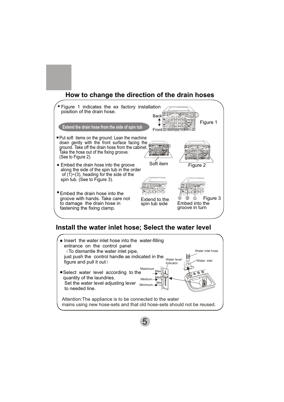 How to change the direction of the drain hoses | haier HWM130-113S User Manual | Page 7 / 18