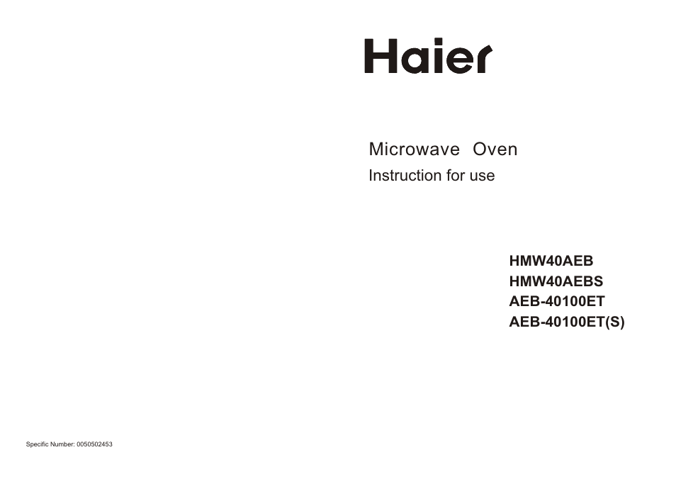 haier HMW40AEB User Manual | 8 pages