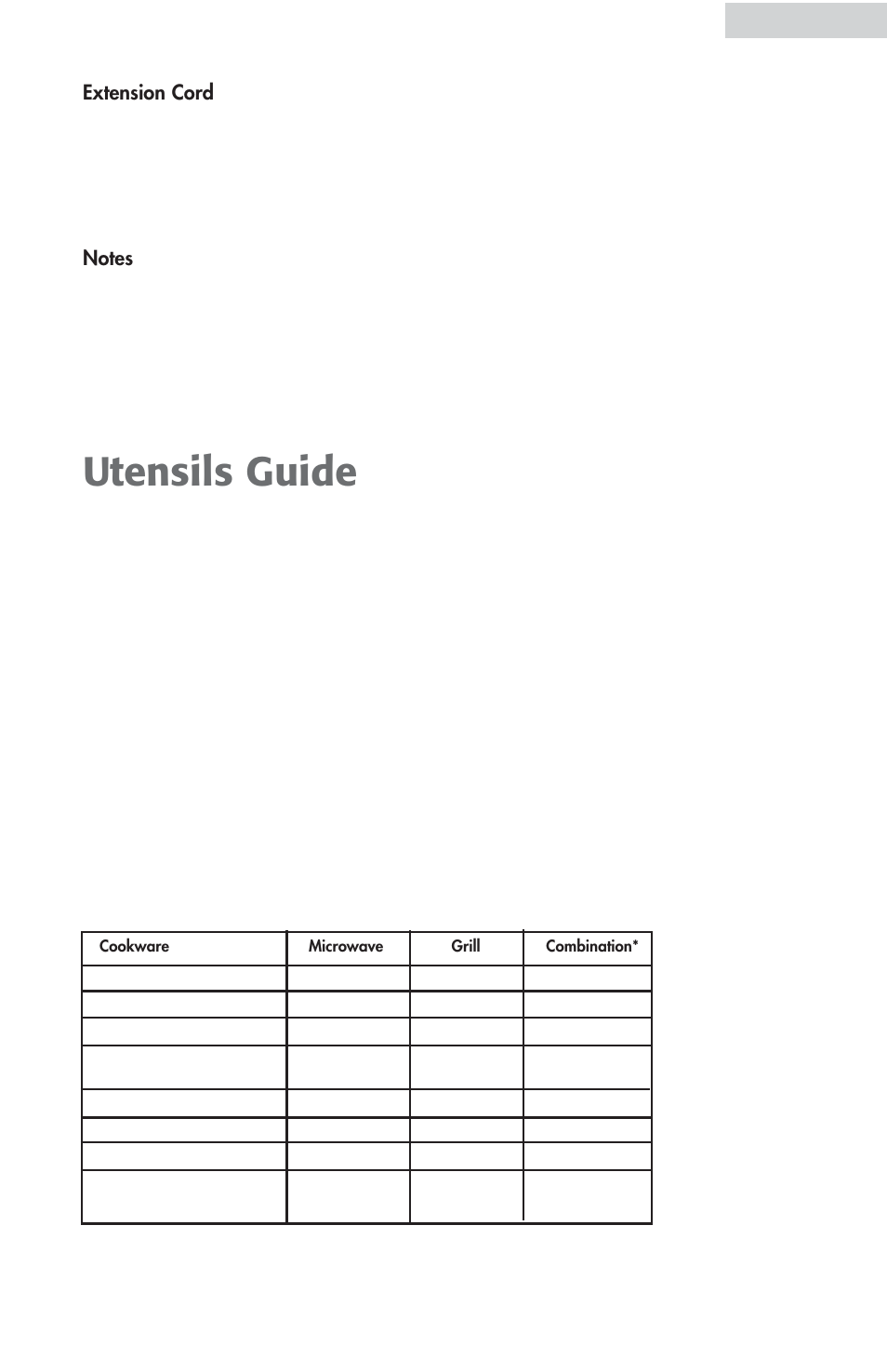 Utensils guide | haier MWG9077ESS User Manual | Page 7 / 20