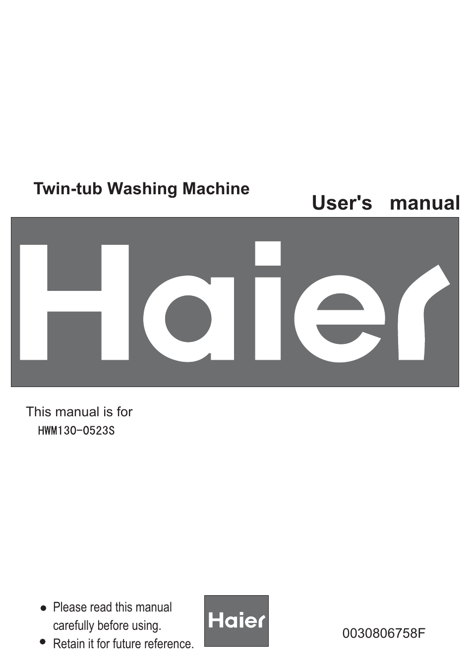 haier HWM130-0523S User Manual | 19 pages