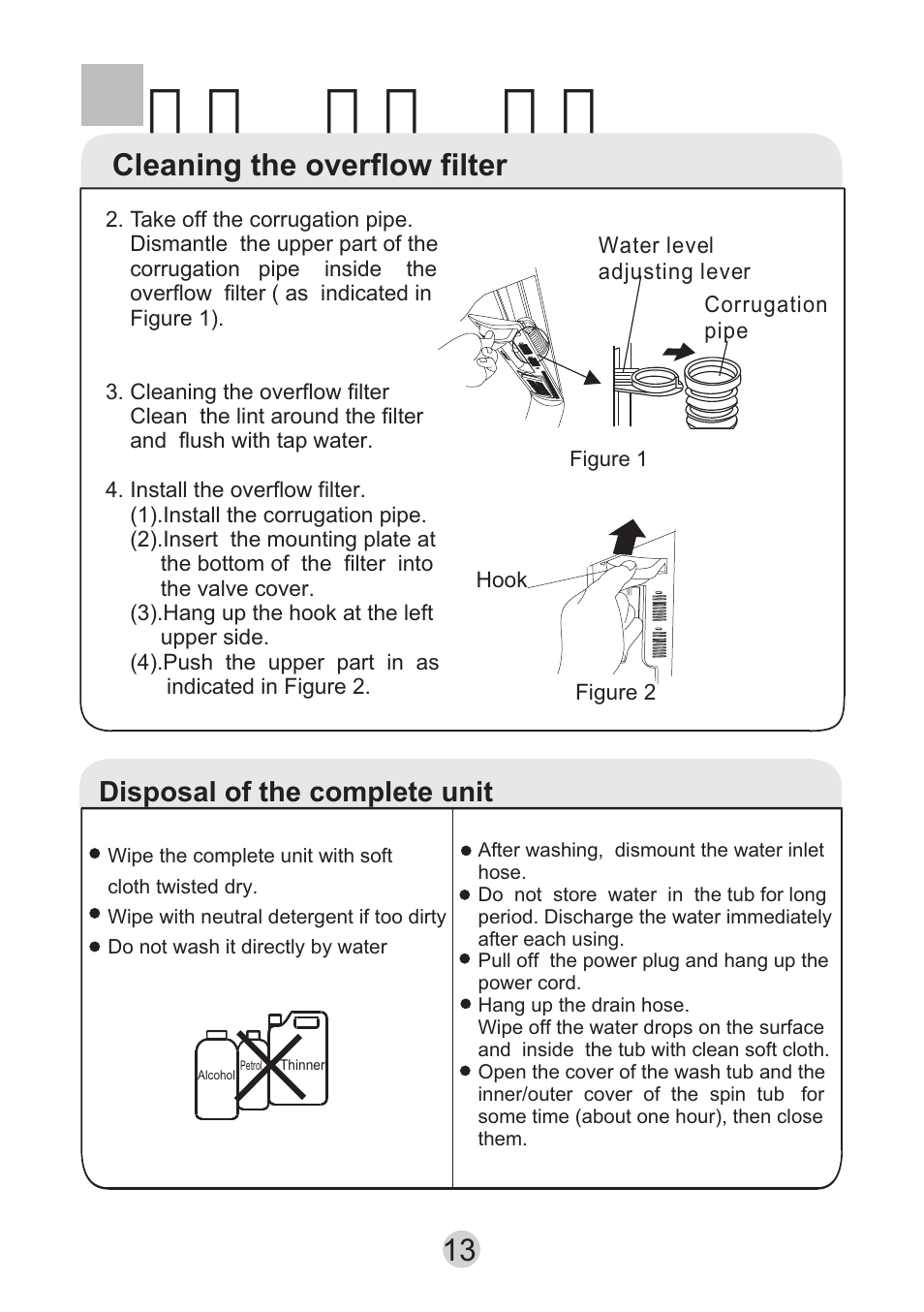 П ´ у ´ а н, Cleaning the overflow filter | haier HWM130-0523S User Manual | Page 15 / 19