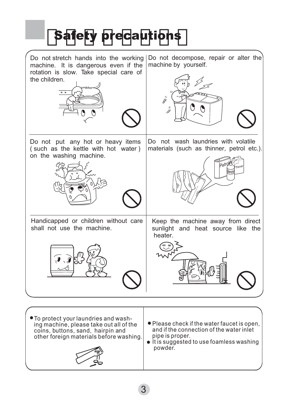 Safety precautions | haier HWM130-0523S User Manual | Page 5 / 19