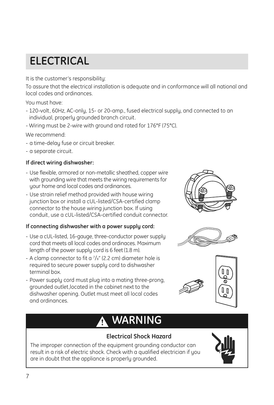 Electrical, Warning | haier DWL3025 User Manual | Page 8 / 28