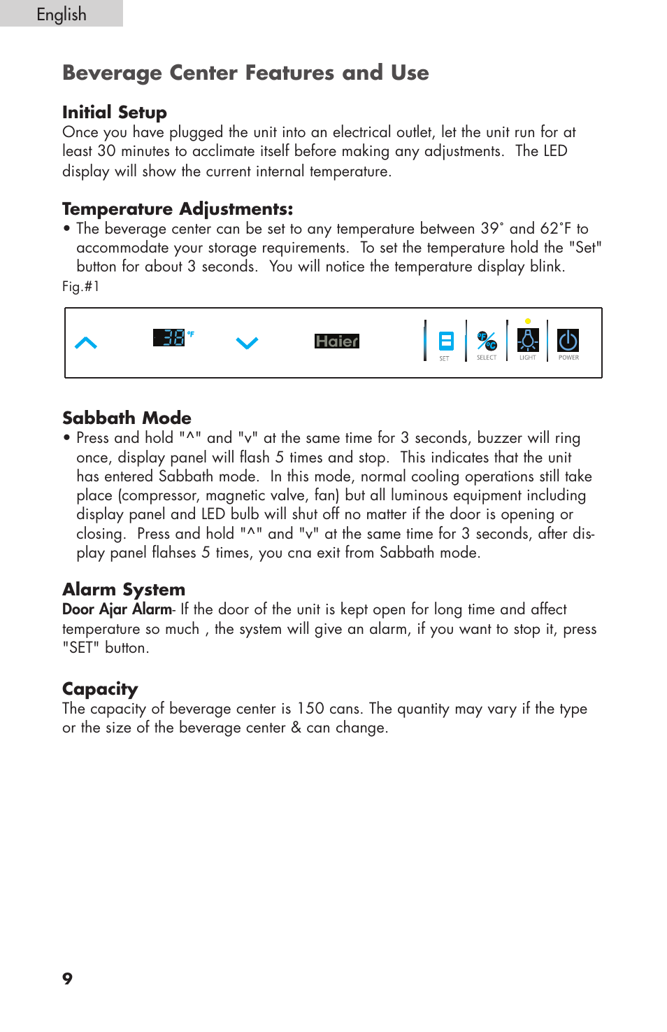 Beverage center features and use | haier BC100GS User Manual | Page 10 / 44