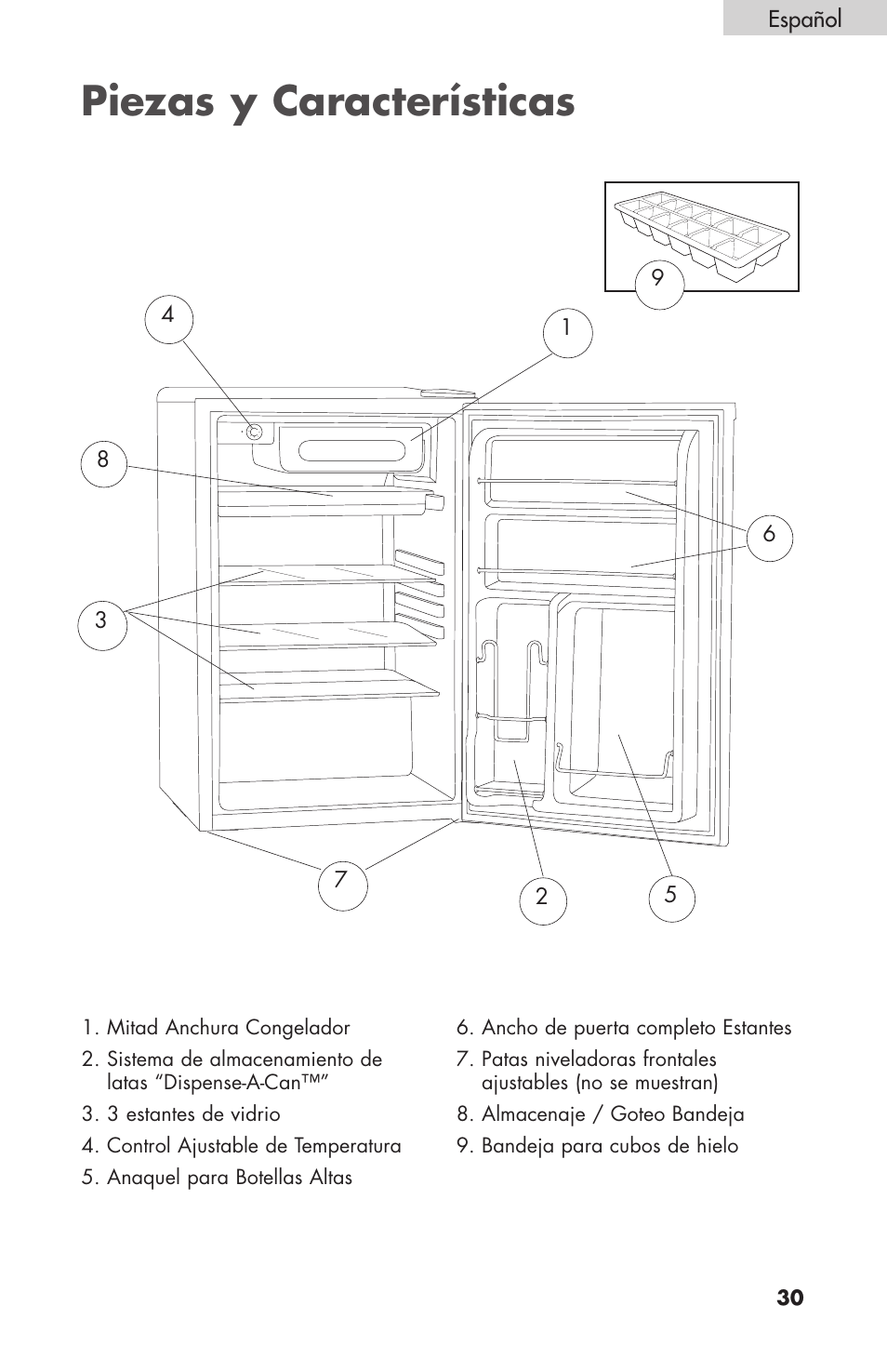 Piezas y características, Español | haier BC100GS User Manual | Page 31 / 44