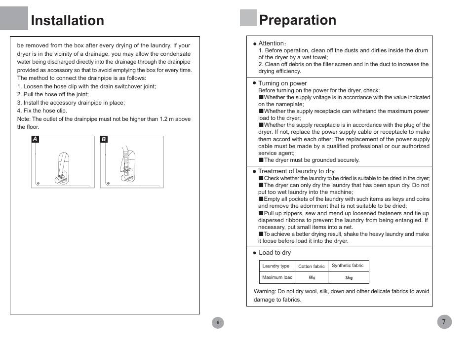 Installation, Preparation | haier HDY6-1 User Manual | Page 4 / 10