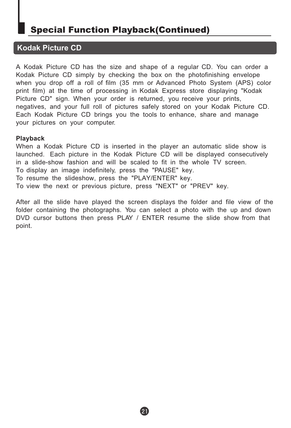Special function playback(continued) | haier DTA-2198 User Manual | Page 22 / 64