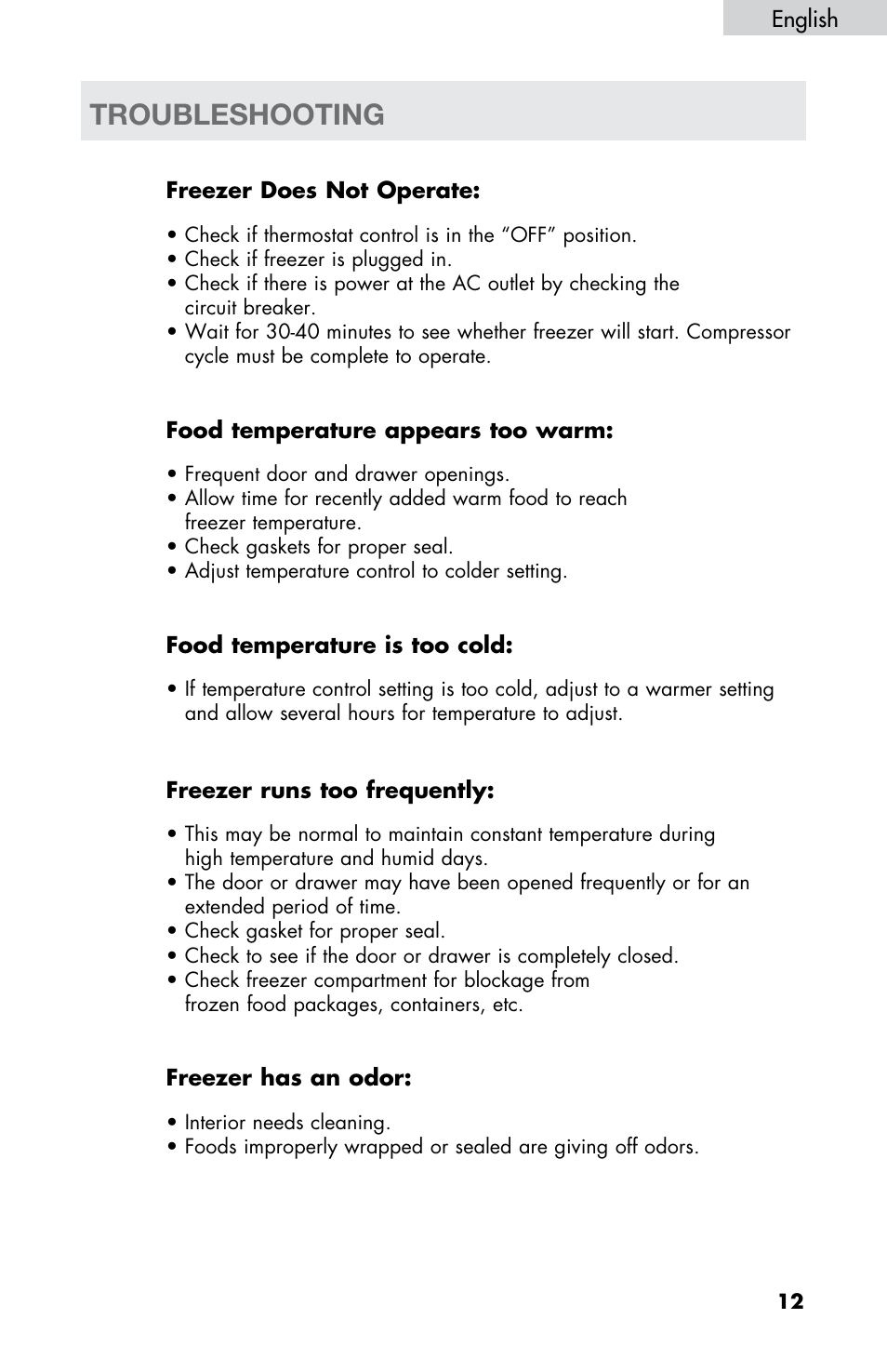 Troubleshooting | haier LW145AW User Manual | Page 13 / 44