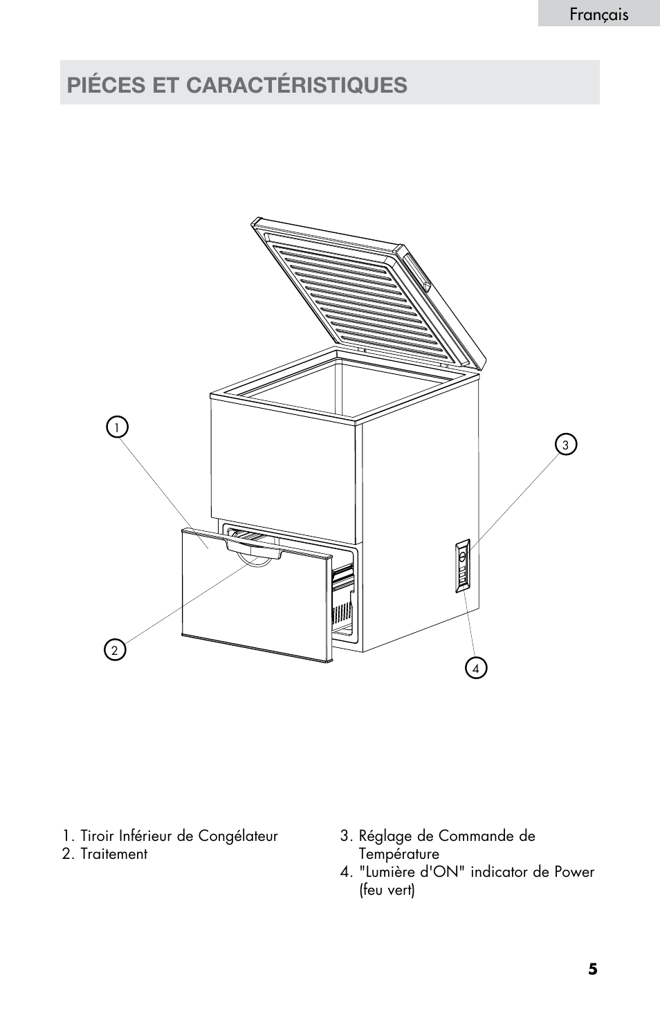 Piéces et caractéristiques, Français | haier LW145AW User Manual | Page 19 / 44