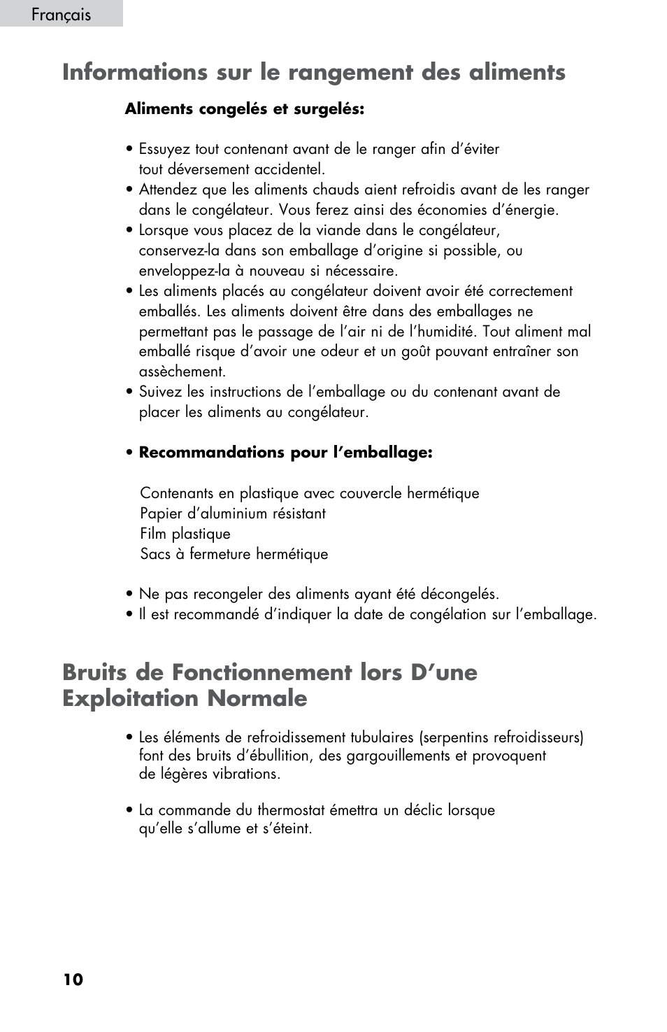 Informations sur le rangement des aliments | haier LW145AW User Manual | Page 24 / 44