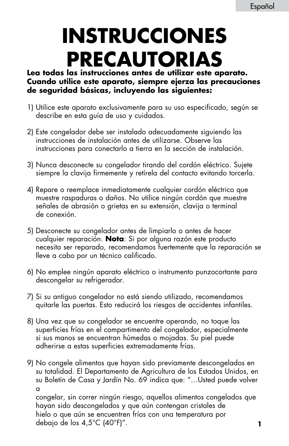 Instrucciones precautorias | haier LW145AW User Manual | Page 29 / 44