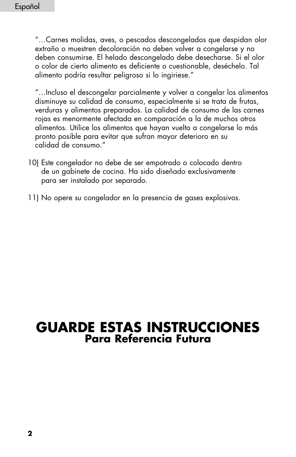 Guarde estas instrucciones, Para referencia futura | haier LW145AW User Manual | Page 30 / 44