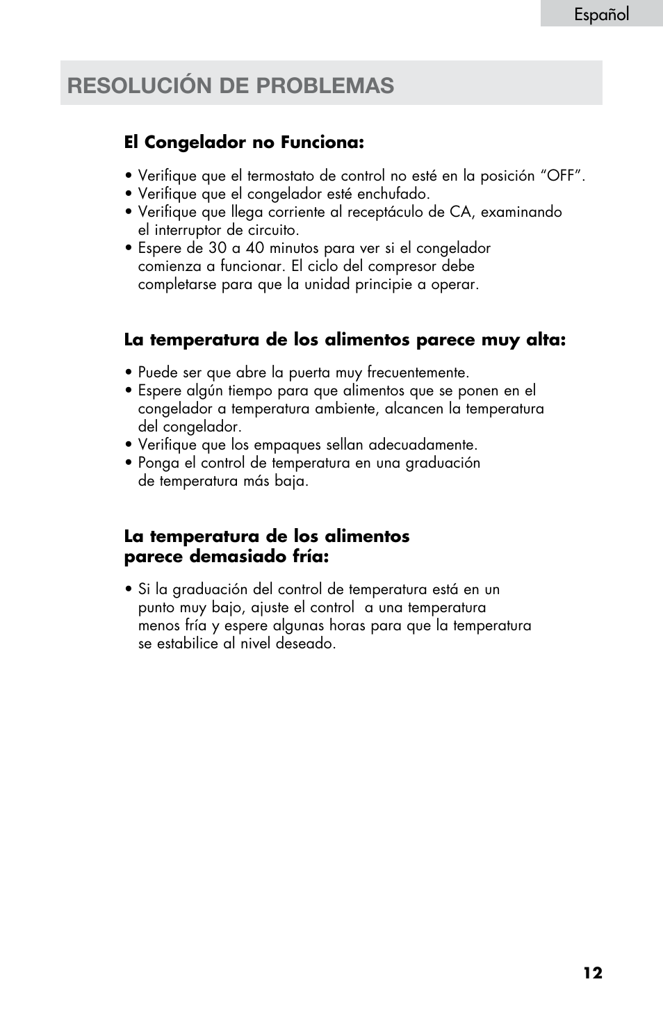 Resolución de problemas | haier LW145AW User Manual | Page 41 / 44