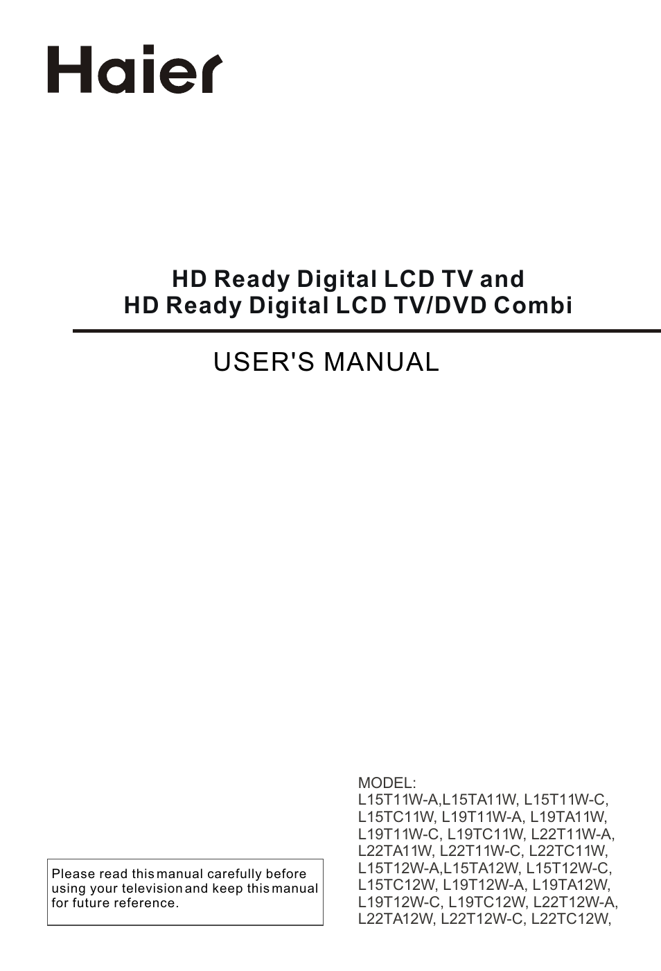 haier L15T11W-A User Manual | 43 pages