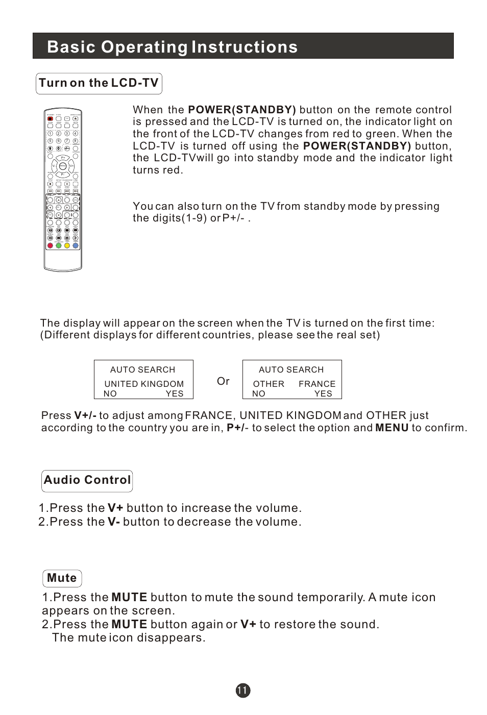 Т³гж 13, Basic operating instructions, Turn on the lcd-tv | haier L15T11W-A User Manual | Page 13 / 43