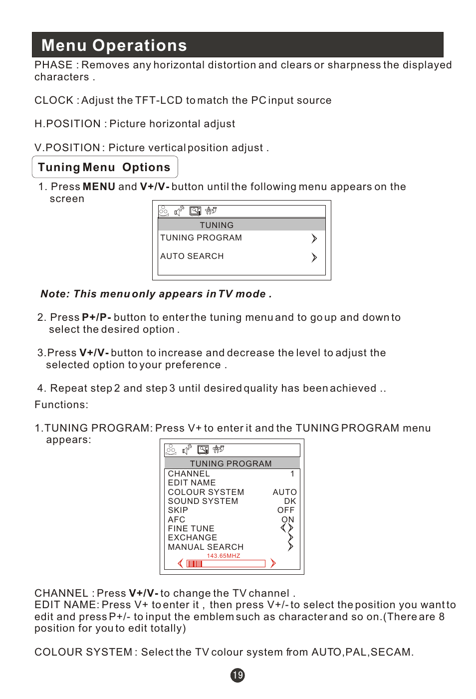 Т³гж 21, Menu operations | haier L15T11W-A User Manual | Page 21 / 43