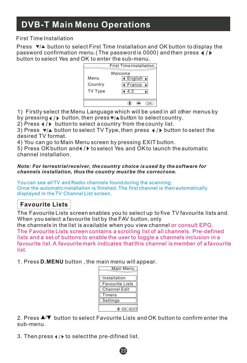 Т³гж 24, Dvb-t main menu operations | haier L15T11W-A User Manual | Page 24 / 43