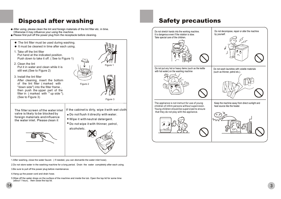 Disposal after washing safety precautions | haier HWM75-0528 A User Manual | Page 5 / 10