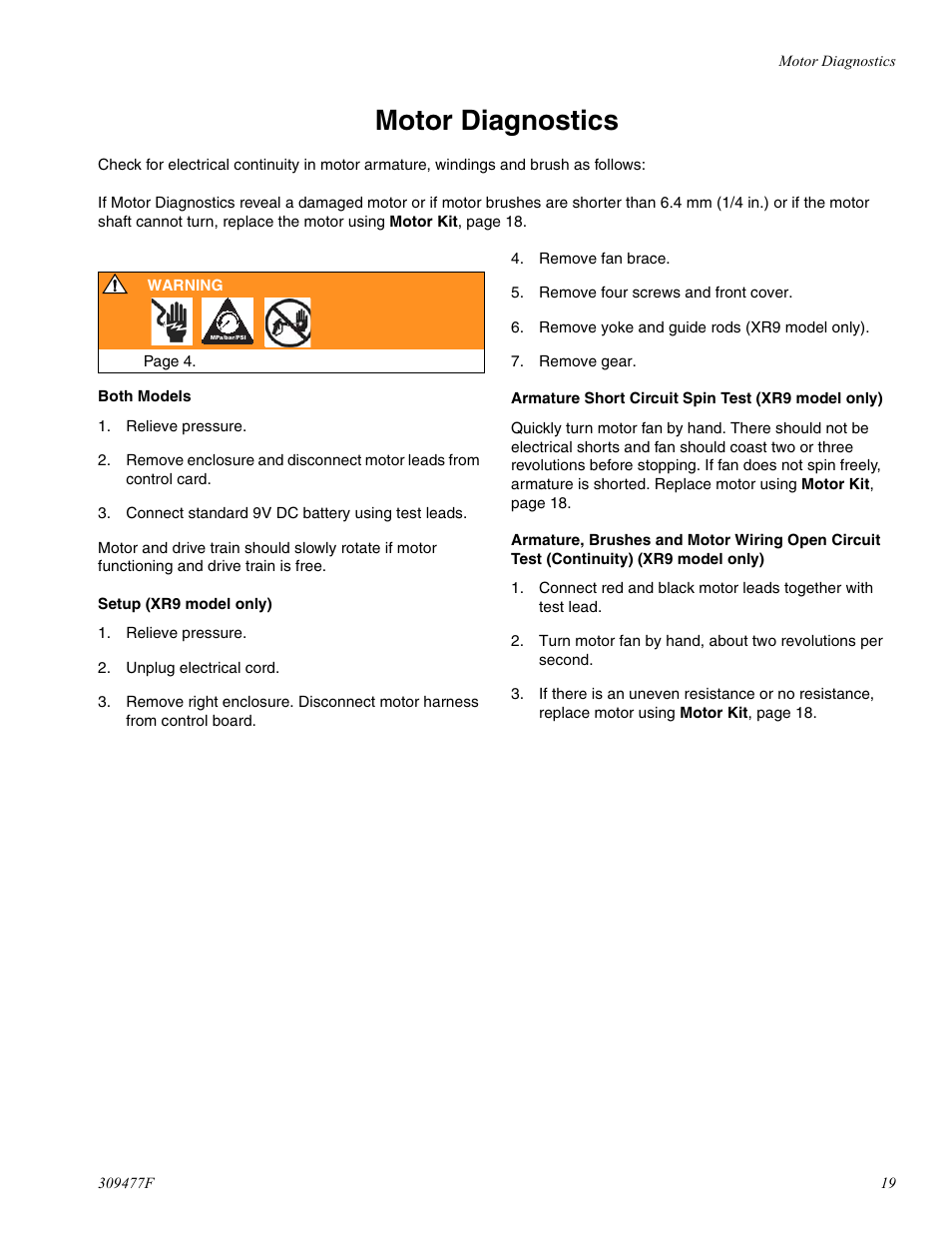 Motor diagnostics, E 19 | haier MAGNUM 232738 User Manual | Page 19 / 30