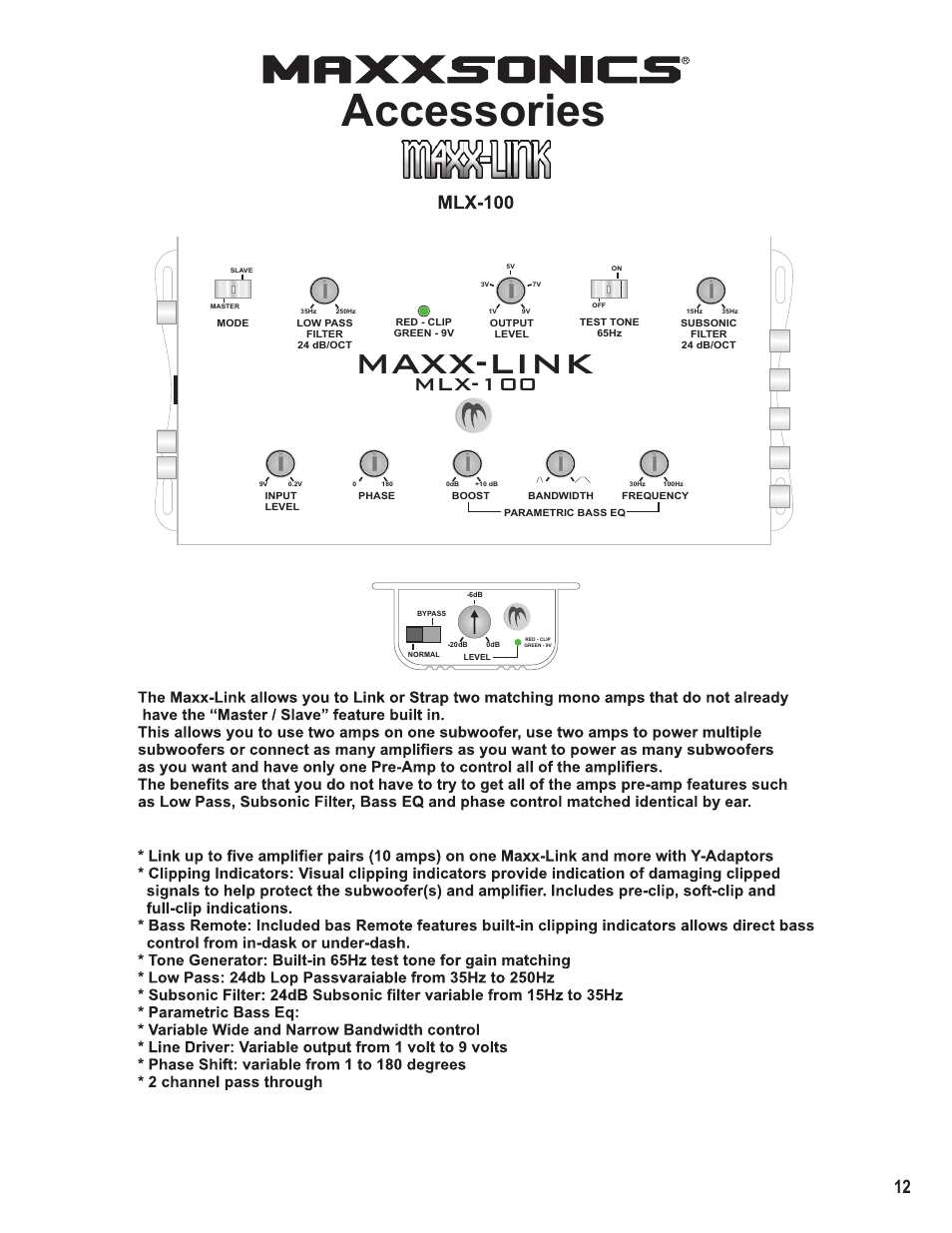 Accessories, Maxx-link, Mlx-100 | Hifionics HFI100.4 User Manual | Page 14 / 15