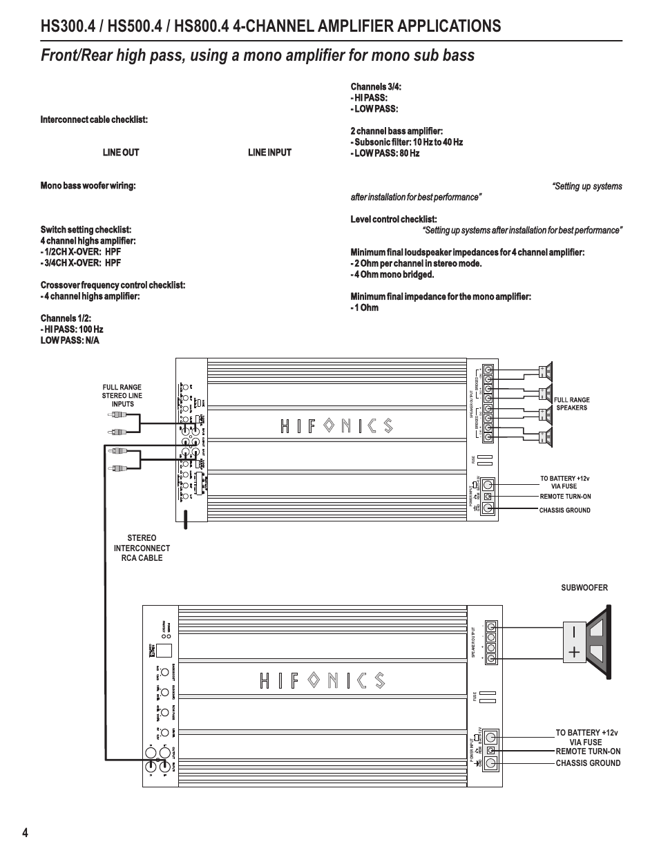 Hifionics HS800.4 User Manual | Page 6 / 13