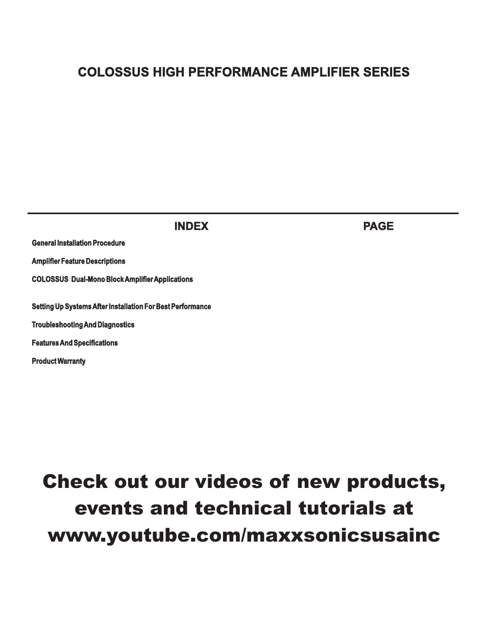 Colossus 2010 index | Hifionics Colossus User Manual | Page 2 / 12