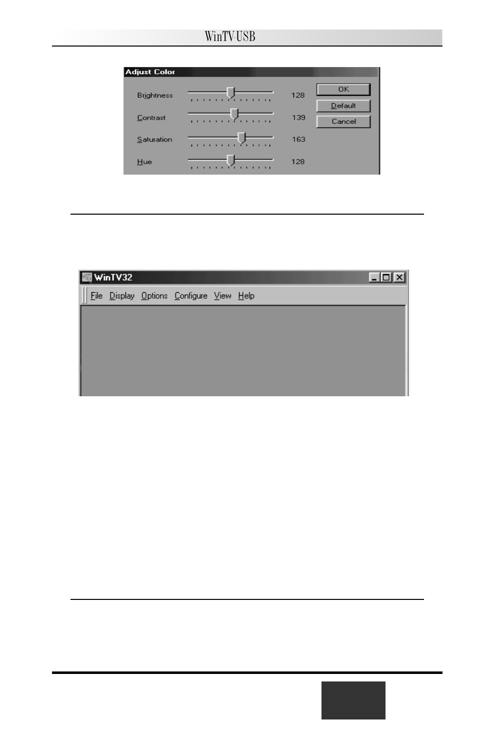 Wintv-usb, Options menu, Keyboard control of the 32 application | Hauppauge WinTV USB User Manual | Page 24 / 56