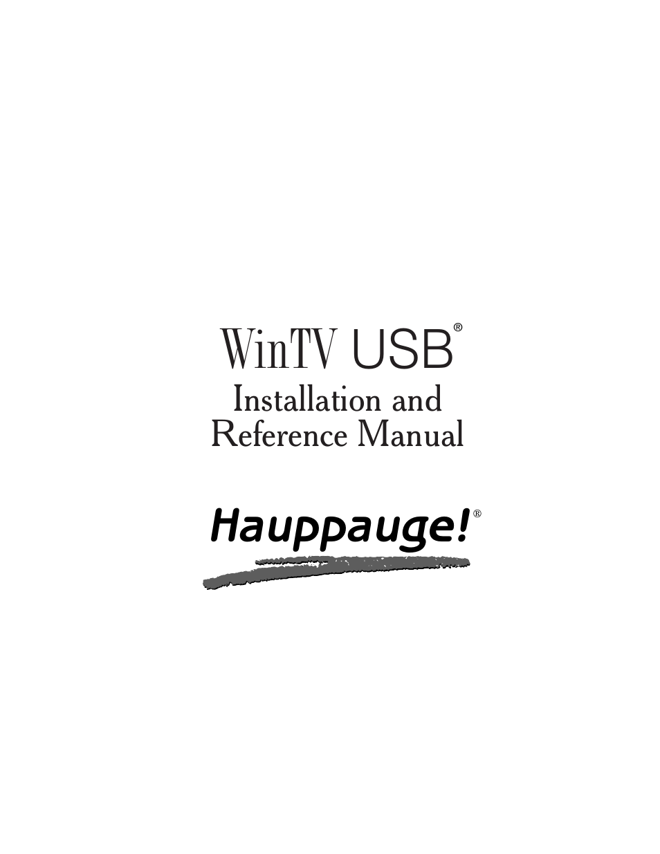 Hauppauge WinTV USB User Manual | 59 pages