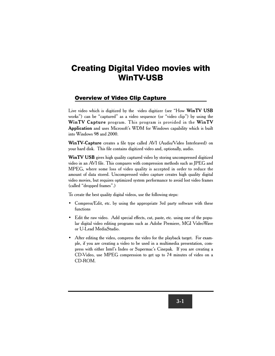 Creating digital video movies with wintv-usb | Hauppauge WinTV USB User Manual | Page 30 / 59