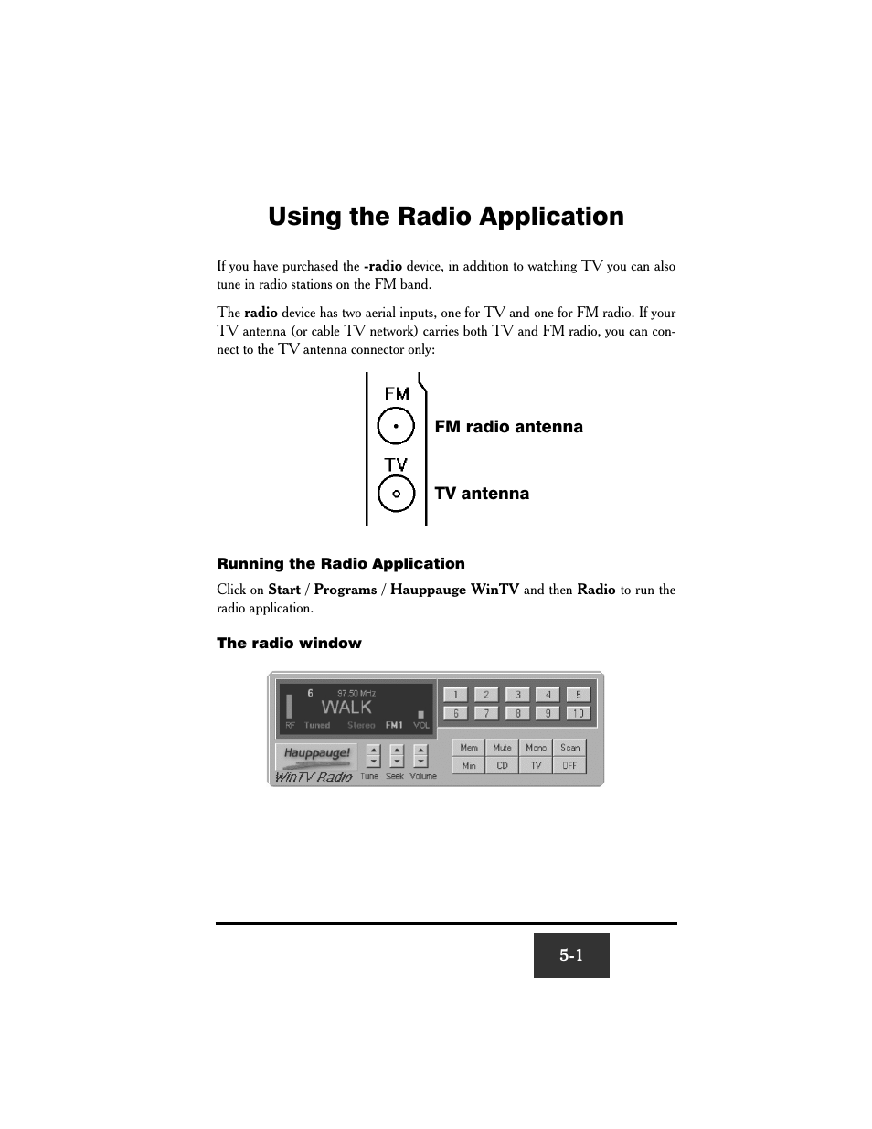 Using the radio application | Hauppauge WinTV USB User Manual | Page 42 / 59