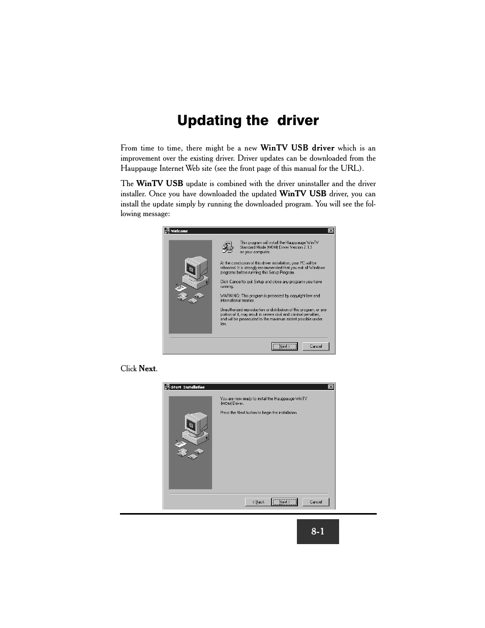Updating the driver | Hauppauge WinTV USB User Manual | Page 52 / 59