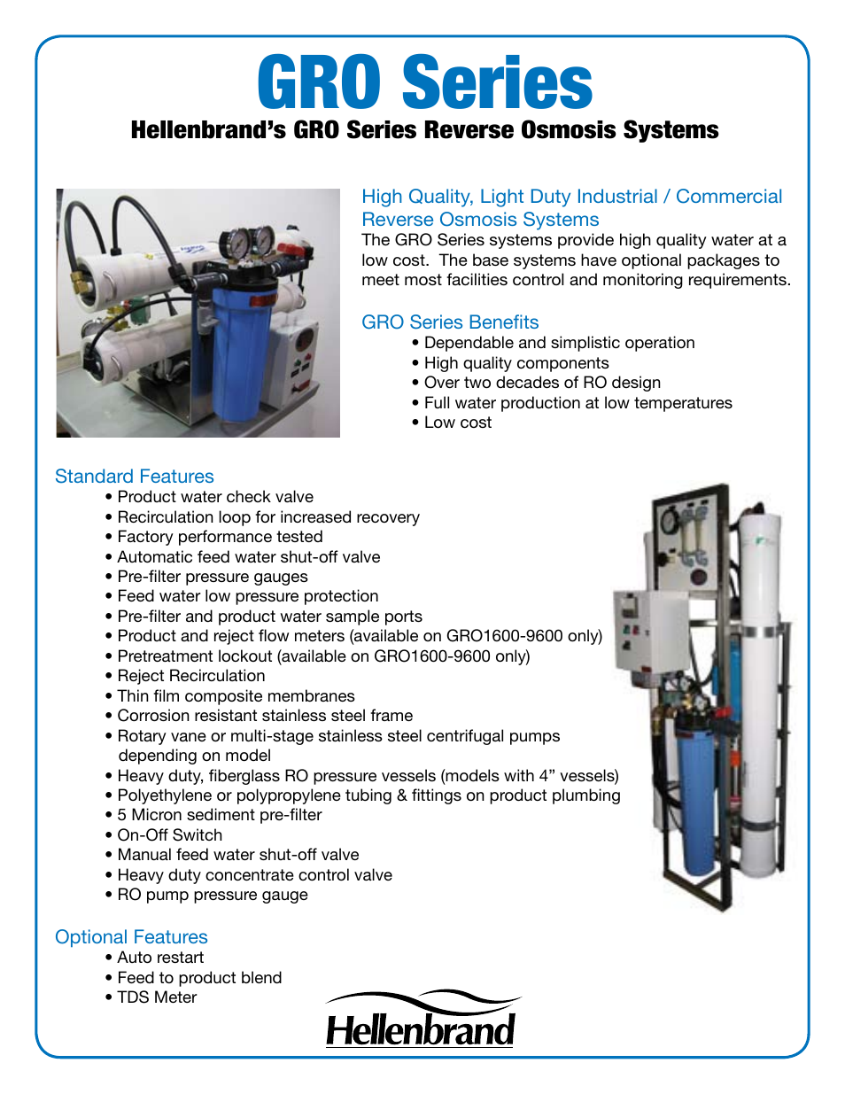 Hellenbrand Reverse Osmosis Systems GRO Series User Manual | 2 pages