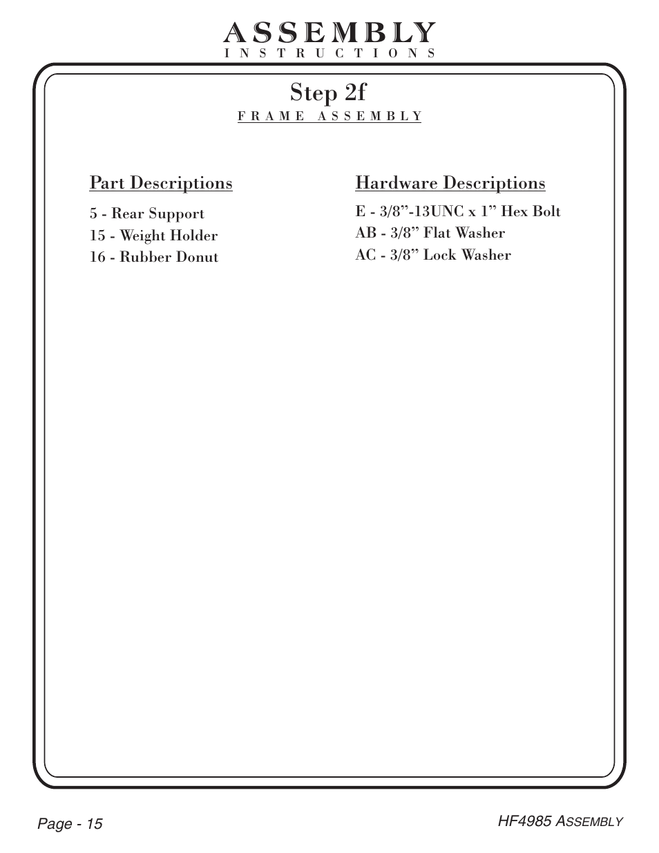 Step 2f | Hoist Fitness HF4985 User Manual | Page 16 / 32