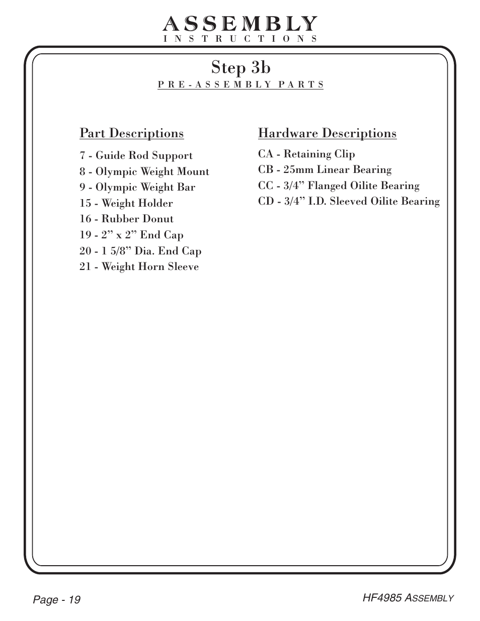 Step 3b | Hoist Fitness HF4985 User Manual | Page 20 / 32