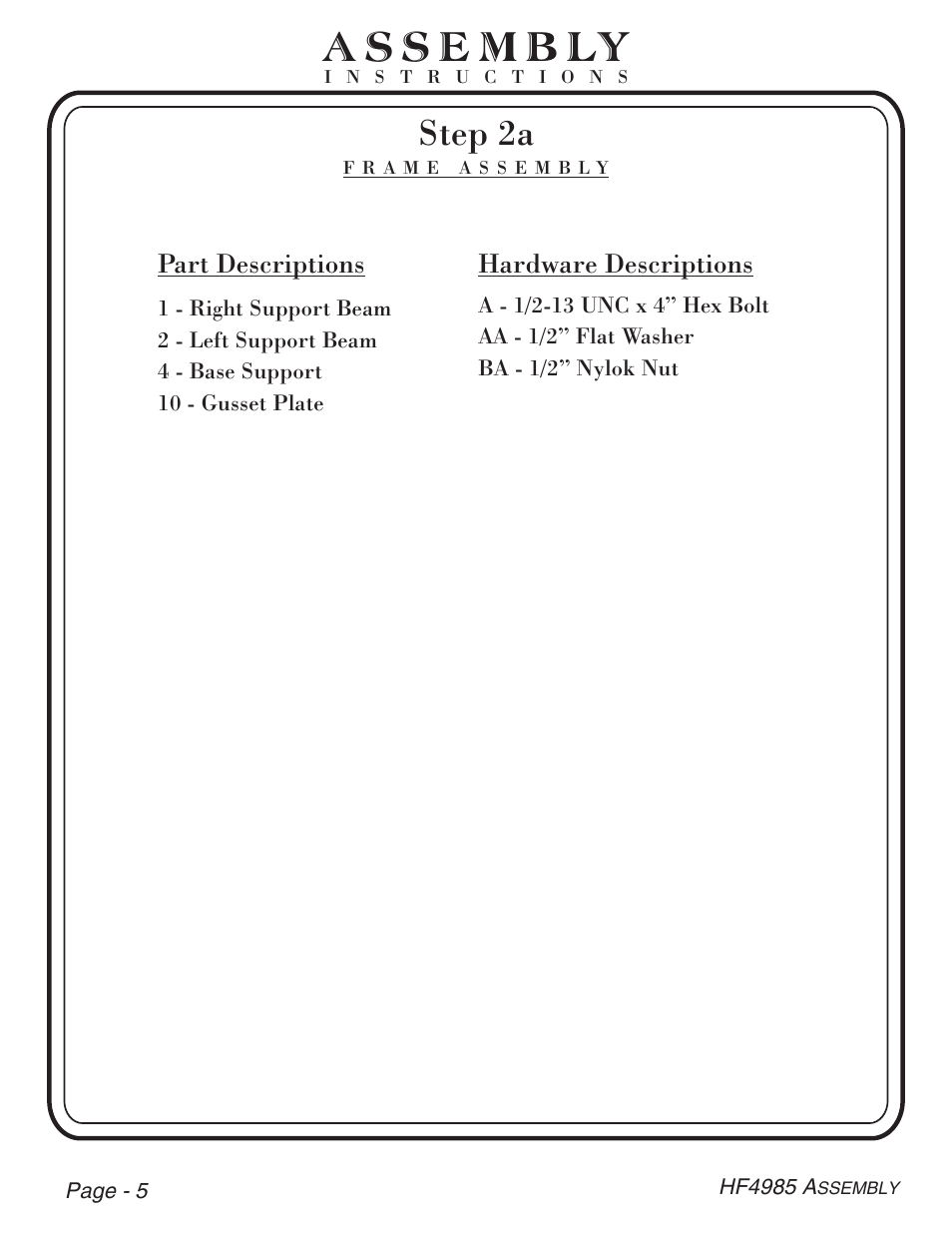Step 2a | Hoist Fitness HF4985 User Manual | Page 6 / 32