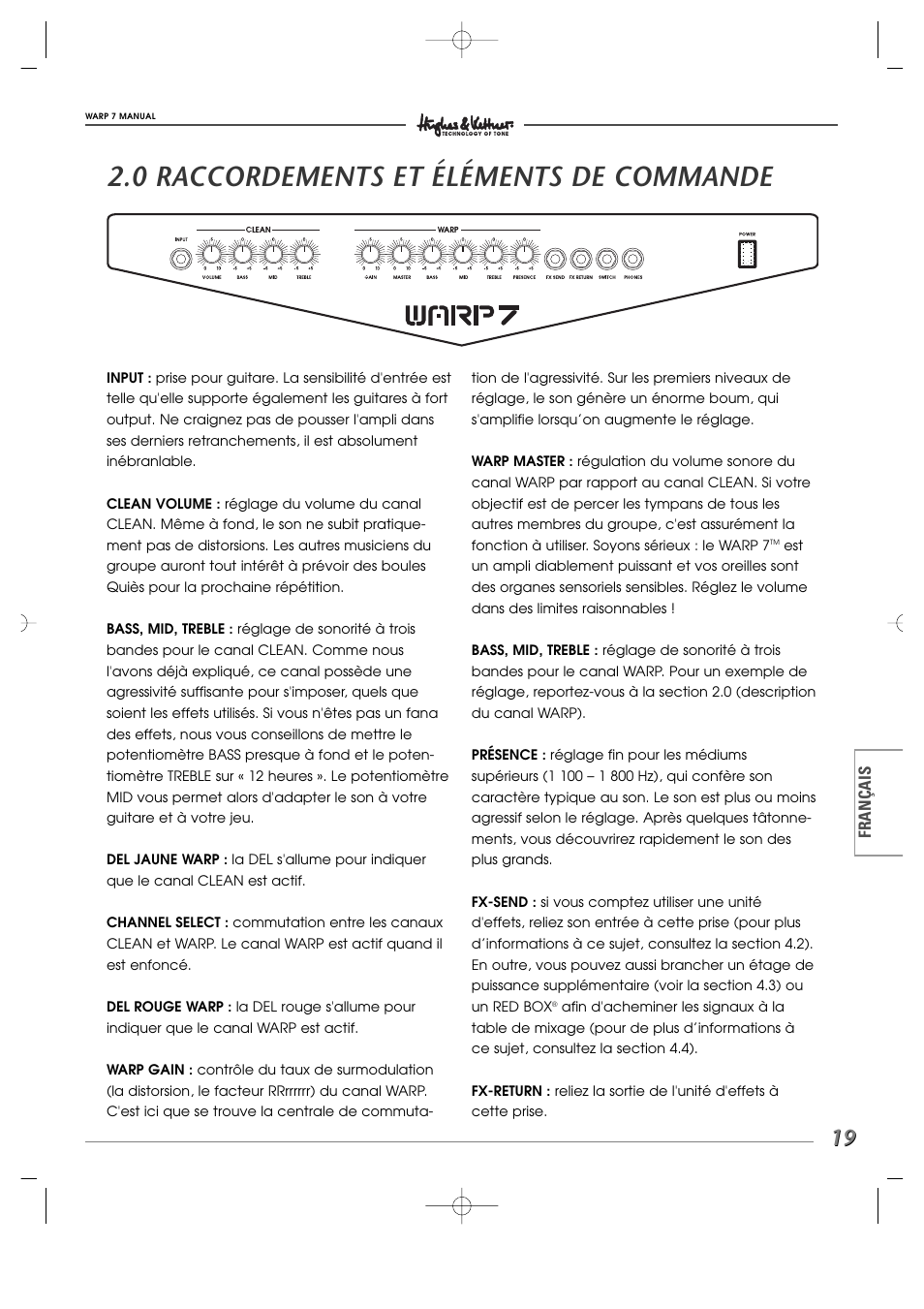 0 raccordements et éléments de commande | Hughes WARP7 User Manual | Page 19 / 36