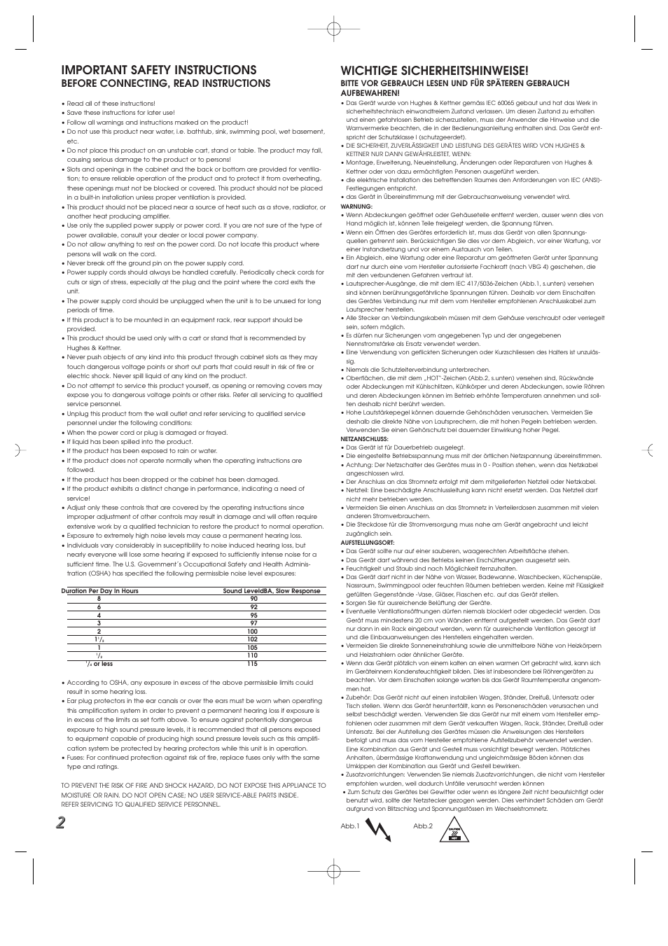 Important safety instructions, Wichtige sicherheitshinweise, Before connecting, read instructions | Hughes WARP7 User Manual | Page 2 / 36