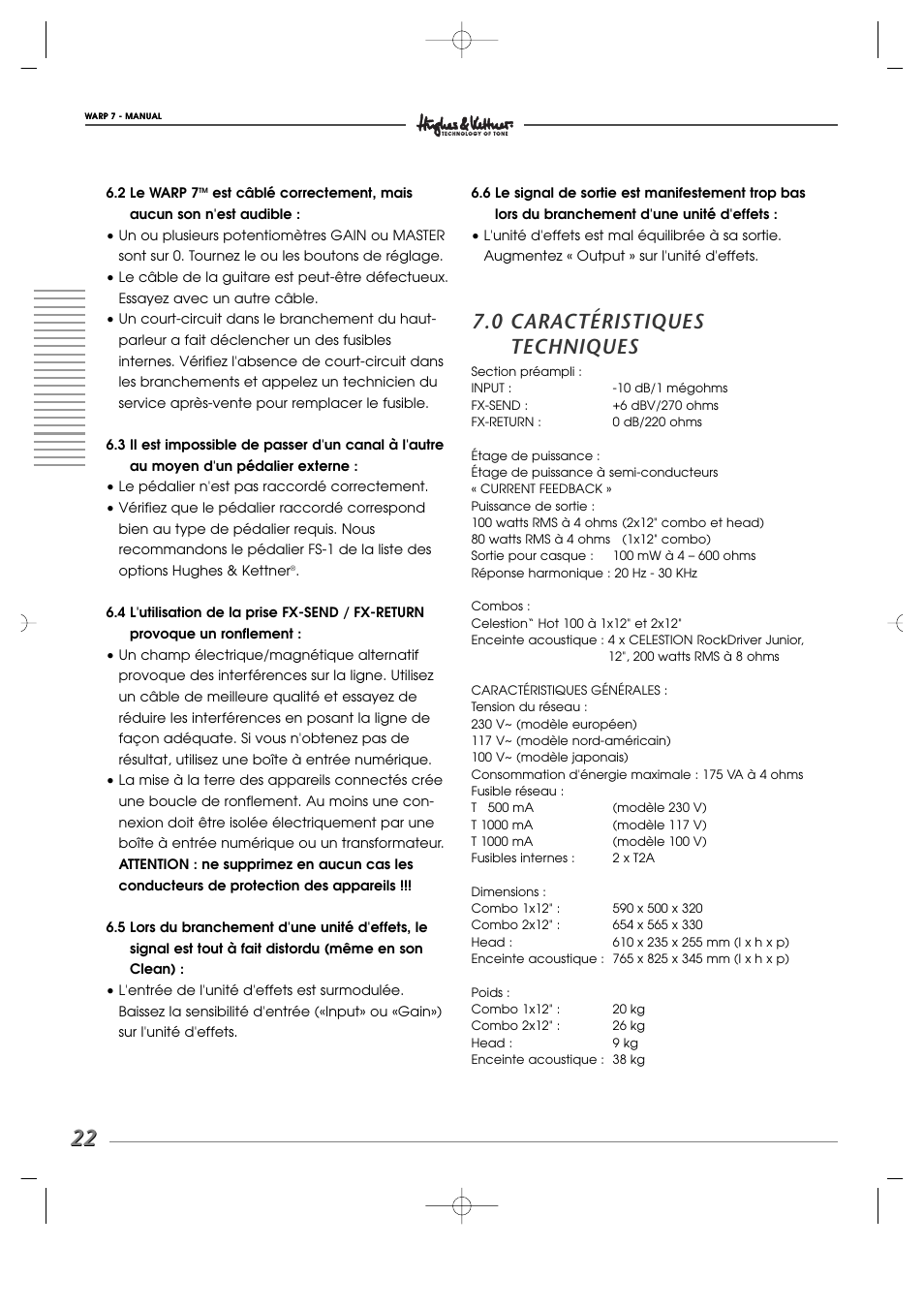 0 caractéristiques techniques | Hughes WARP7 User Manual | Page 22 / 36