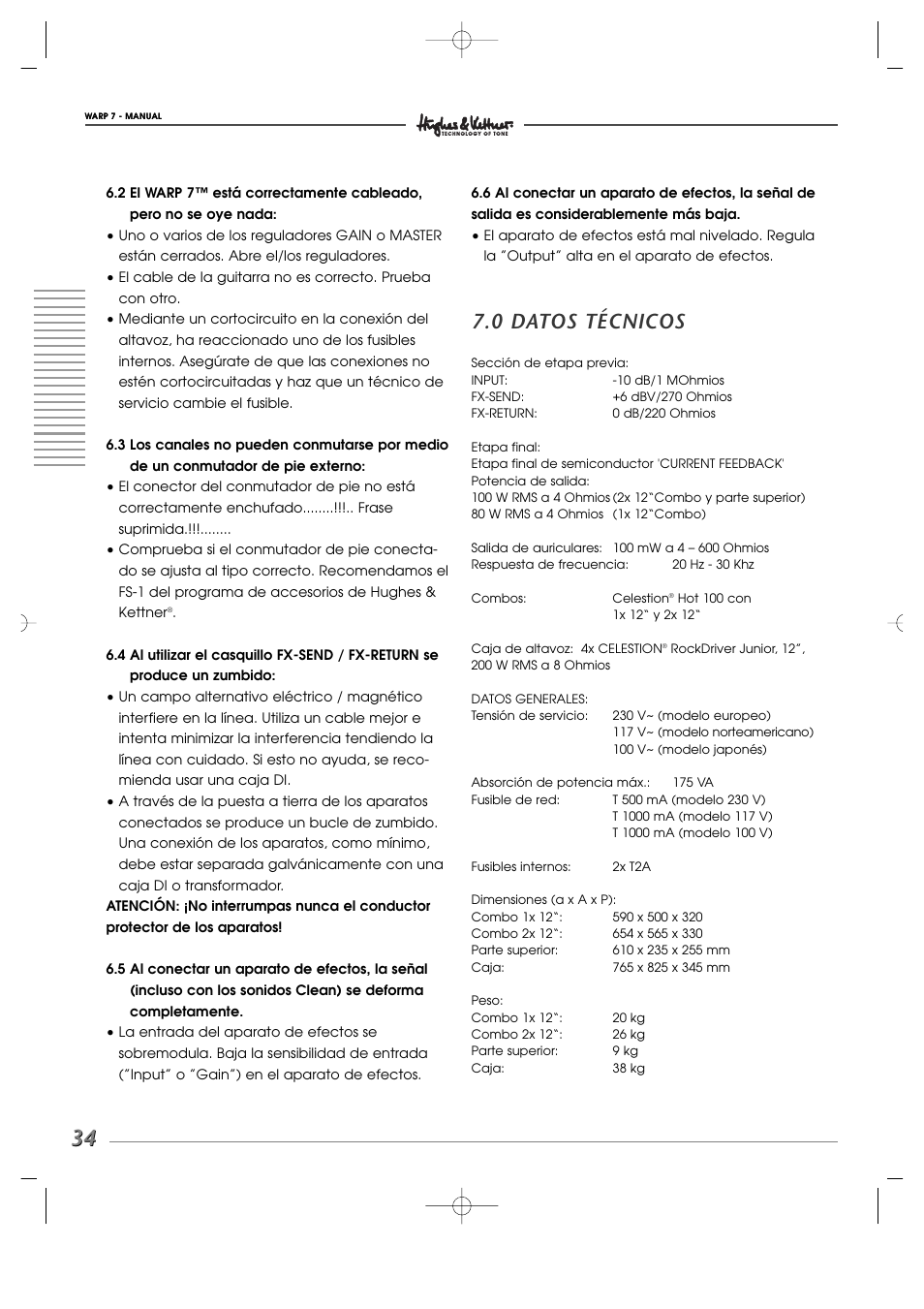 0 datos técnicos | Hughes WARP7 User Manual | Page 34 / 36