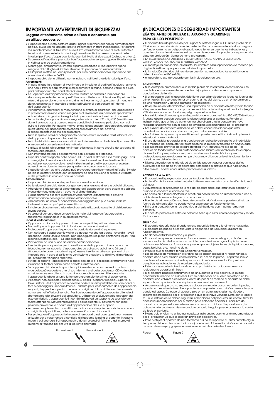 Importanti avvertimenti di sicurezza, Indicaciones de seguridad importantes | Hughes WARP7 User Manual | Page 4 / 36