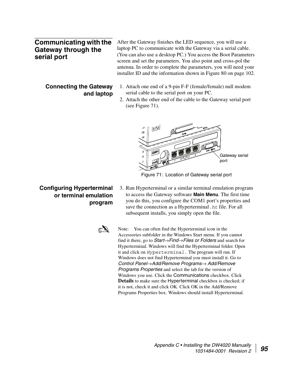 Connecting the gateway and laptop | Hughes DIRECWAY DW4020 User Manual | Page 107 / 136