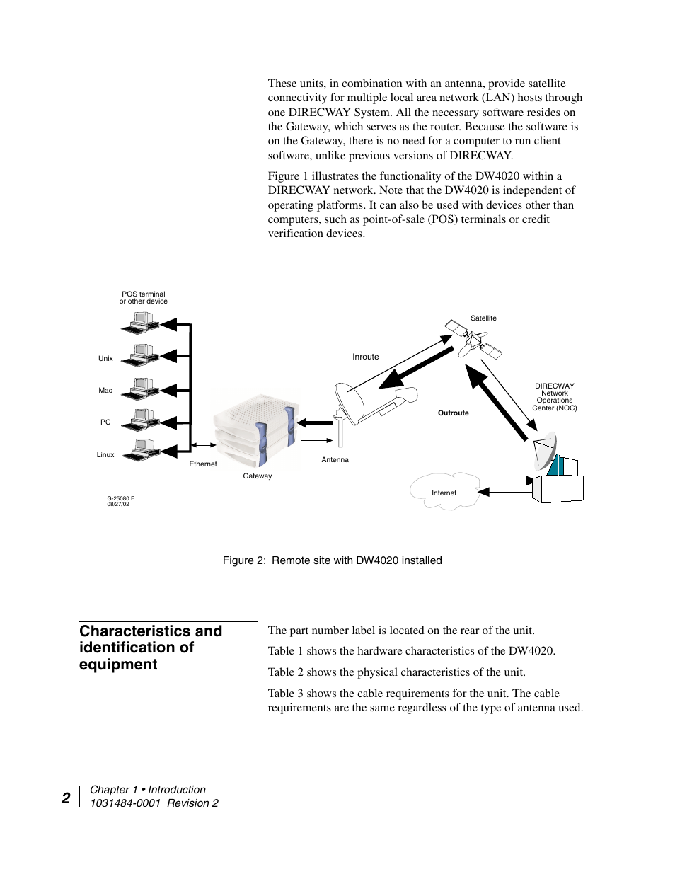 Characteristics and identification of equipment | Hughes DIRECWAY DW4020 User Manual | Page 14 / 136