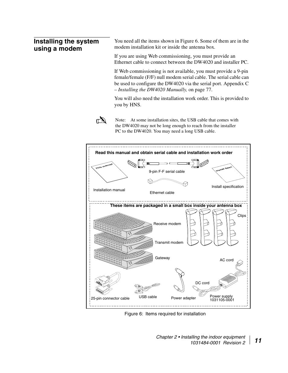 Installing the system using a modem, 11 installing the system using a modem | Hughes DIRECWAY DW4020 User Manual | Page 23 / 136